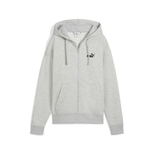 PUMA Damska rozpinana bluza z kapturem i małym logo ESS Comfort, Odzież, Szary,