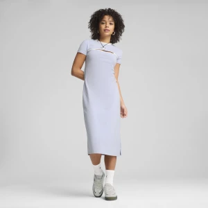 PUMA Damska sukienka midi WARDROBE ESS z wycięciem, Odzież, Niebieski,