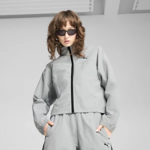 PUMA Damska tkana kurtka oversize DARE TO na zamek, Odzież, Szary,