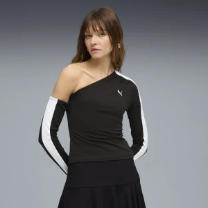 PUMA Damski asymetryczny top T7, Odzież, Czarny,