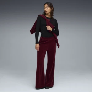 PUMA Damski prążkowany dres z weluru o luźnym kroju, Odzież, Czerwony,