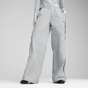 PUMA Damskie tkane spodnie DARE TO o luźnym kroju na zamek, Akcesoria, Szary,