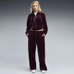 PUMA Damskie welurowe spodnie Essentials Elevated z prostymi nogawkami, Akcesoria, Czerwony