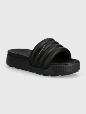 Puma klapki Karmen Slide Puffy damskie kolor czarny na platformie 395399