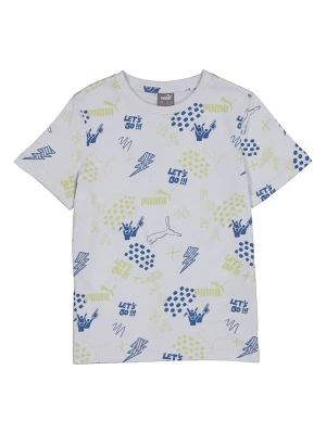 Puma Koszulka "ESS+ FC AOP" w kolorze kremowo-niebiesko-żółtym rozmiar: 92