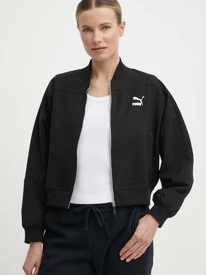 Puma kurtka bomber Classics Shiny Bomber damski kolor czarny przejściowa 623696