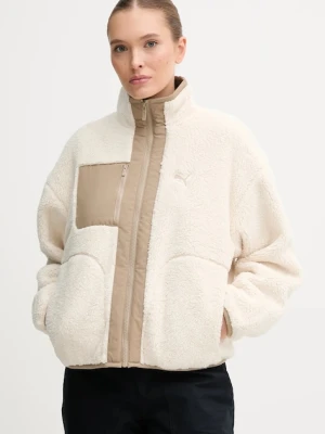 Puma kurtka dwustronna kolor beżowy przejściowa oversize 688386