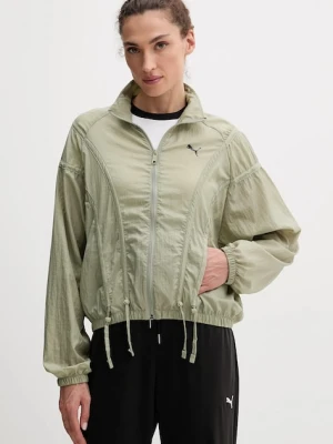 Puma kurtka kolor zielony przejściowa oversize 632148