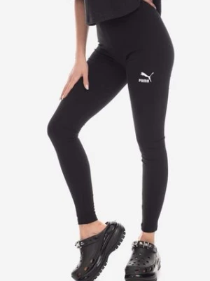 Puma legginsy Classics damskie kolor czarny z nadrukiem