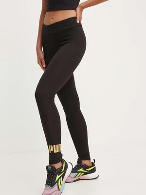 Puma legginsy essentials+ metallic damskie kolor czarny z nadrukiem 848307