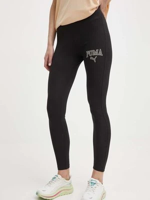 Puma legginsy SQUAD damskie kolor czarny z nadrukiem 677900