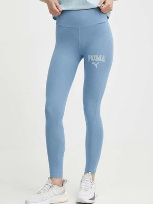 Puma legginsy SQUAD damskie kolor niebieski z nadrukiem 677900