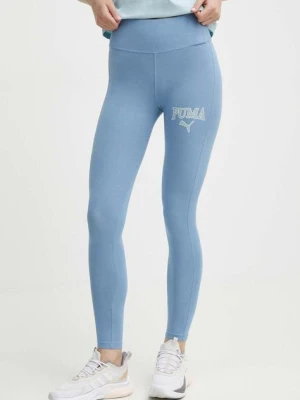 Puma legginsy SQUAD damskie kolor niebieski z nadrukiem 677900