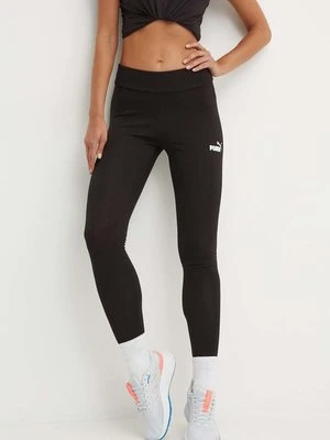 Puma legginsy treningowe damskie kolor czarny gładkie 586835