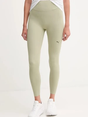 Puma legginsy treningowe damskie kolor zielony gładkie 527463