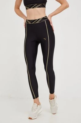 Puma legginsy treningowe Deco Glam damskie kolor czarny z nadrukiem