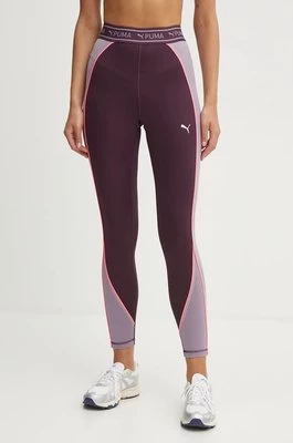 Puma legginsy treningowe Fit kolor bordowy wzorzyste 525027