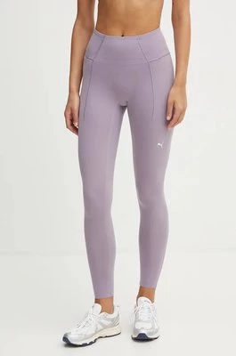 Puma legginsy treningowe kolor fioletowy gładkie 525766