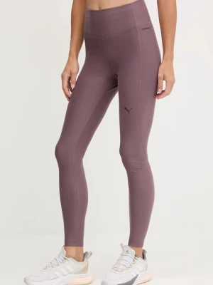 Puma legginsy treningowe kolor fioletowy gładkie 527452