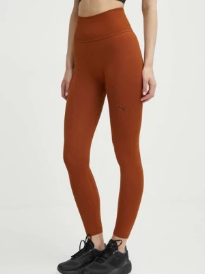 Puma legginsy treningowe Shapeluxe Seamless kolor brązowy gładkie 524360