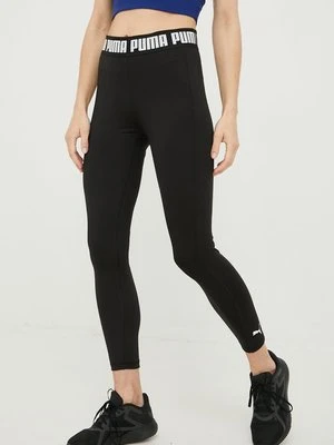 Puma legginsy treningowe Strong damskie kolor czarny gładkie