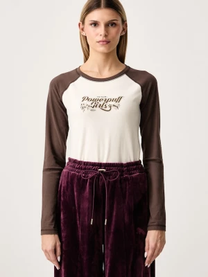 Puma longsleeve damski bawełniany z elastanem X POWER PUFF GIRLS beżowy