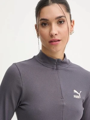 Puma longsleeve damski kolor szary z półgolfem 626632