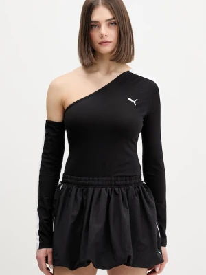 Puma longsleeve damski z bawełny Asymmetric Longsleeve czarny
