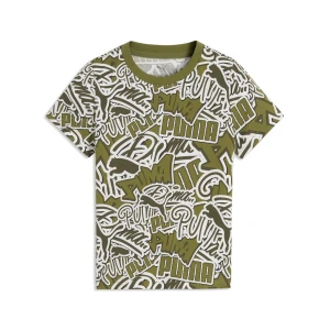PUMA Młodzieżowa koszulka Essentials Scribble Printed, Akcesoria, Zielony