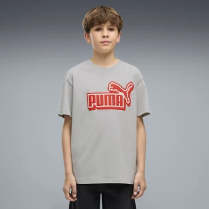PUMA Młodzieżowa koszulka o luźnym kroju Essentials Logo Lab z grafiką, Odzież, Szary