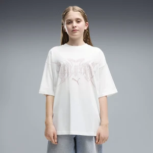 PUMA MÅ‚odzieÅ¼owa koszulka z grafikÄ… Midnight Shadow o kroju oversize, OdzieÅ¼, BiaÅ‚y biały