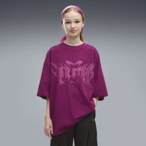 PUMA MÅ‚odzieÅ¼owa koszulka z grafikÄ… Midnight Shadow o kroju oversize, OdzieÅ¼, RÃ³Å¼owy Fuchsia Glow