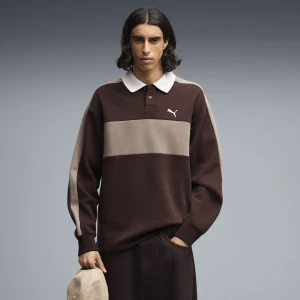 PUMA Męska bluza polo z okrągłym dekoltem T7 Relaxed, Odzież, Brązowy