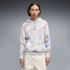 PUMA Męska bluza z kapturem z nadrukiem, Odzież, Biały