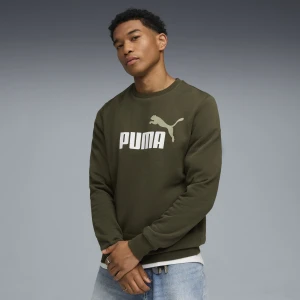 PUMA Męska bluza dzianinowa Essentials z dwukolorowym logo No. 1 i okrągłym dekoltem, Akcesoria, Zielony,