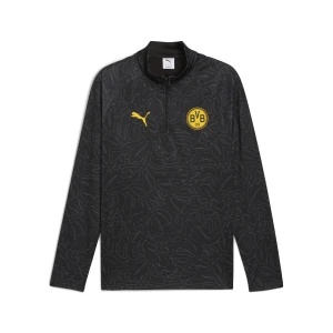 PUMA Męska bluza przedmeczowa z zamkiem 1/4 Borussia Dortmund, Akcesoria, Czarny,