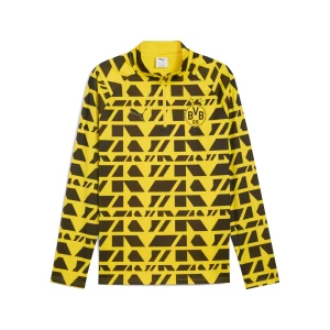 PUMA Męska bluza przedmeczowa z zamkiem 1/4 Borussia Dortmund, Akcesoria, Żółty,