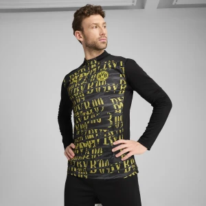 PUMA Męska bluza przedmeczowa z zamkiem 1/4 Borussia Dortmund, Odzież, Czarny,