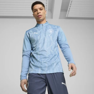 PUMA Męska bluza przedmeczowa z zamkiem 1/4 Manchester City, Odzież, Niebieski,