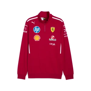 PUMA Męska bluza Scuderia Ferrari HP 2025 Team z zamkiem 1/2, Akcesoria, Czerwony,