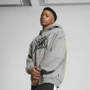 PUMA Męska bluza z kapturem do koszykówki Jaws Core, Odzież, Szary,