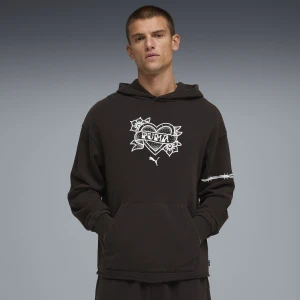 PUMA Męska bluza z kapturem do koszykówki Swish N' Ink II o luźnym kroju, Odzież, Czarny,