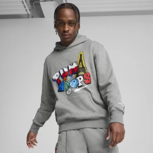 PUMA Męska bluza z kapturem Paris Graphic, Odzież, Szary,