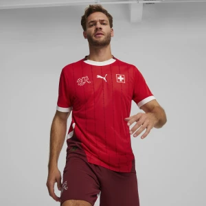 PUMA Męska, domowa koszulka reprezentacji Szwajcarii w piłce nożnej 2024, Odzież, Czerwony,