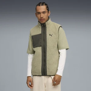 PUMA Męska dwustronna kamizelka hybrydowa z dzianiną typu baranek, Odzież, Zielony,