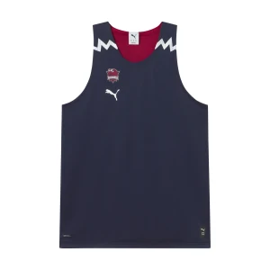 PUMA Męska dwustronna koszulka koszykarska Saski Baskonia, Odzież, Niebieski,