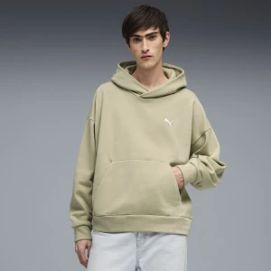 PUMA Męska dzianinowa bluza z kapturem Wardrobe Essentials o pudełkowym kroju, Odzież, Beżowy,