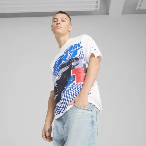 PUMA Męska koszulka BMW M Motorsport z dużą grafiką, Odzież, Biały,