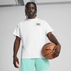 PUMA Męska koszulka do koszykówki Jaws Core, Odzież, Biały,