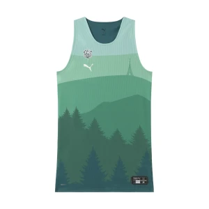 PUMA Męska koszulka do koszykówki Saski Baskonia Pro Alternate, Akcesoria, Zielony,